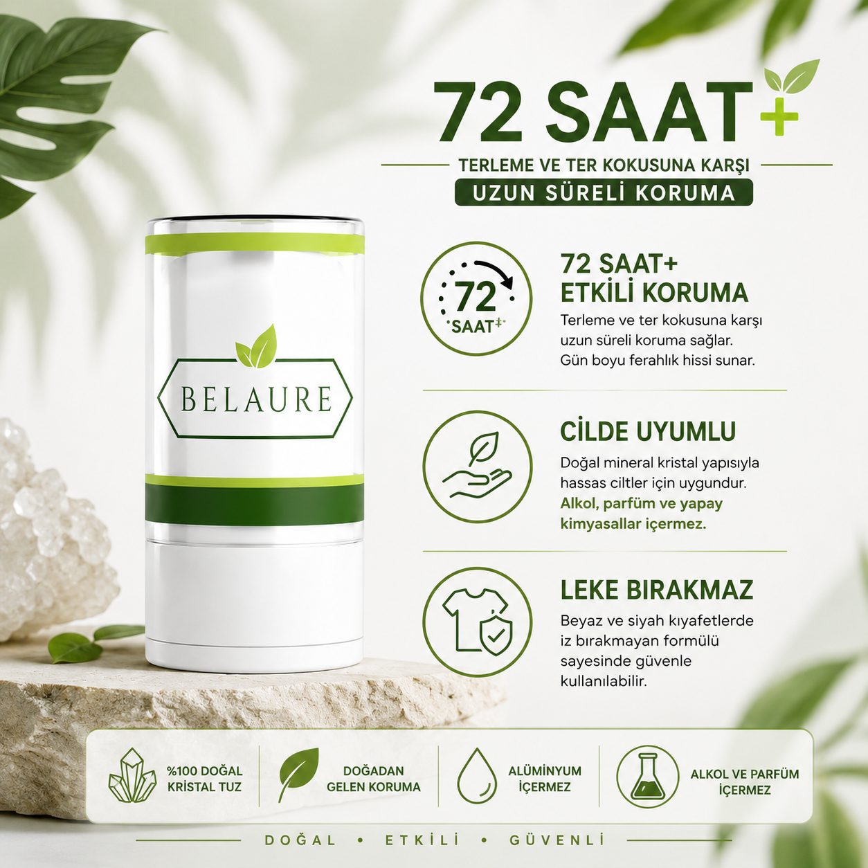 Belaure™ Doğal Mineral Tuz Taşı Roll-On Deodorant Unisex