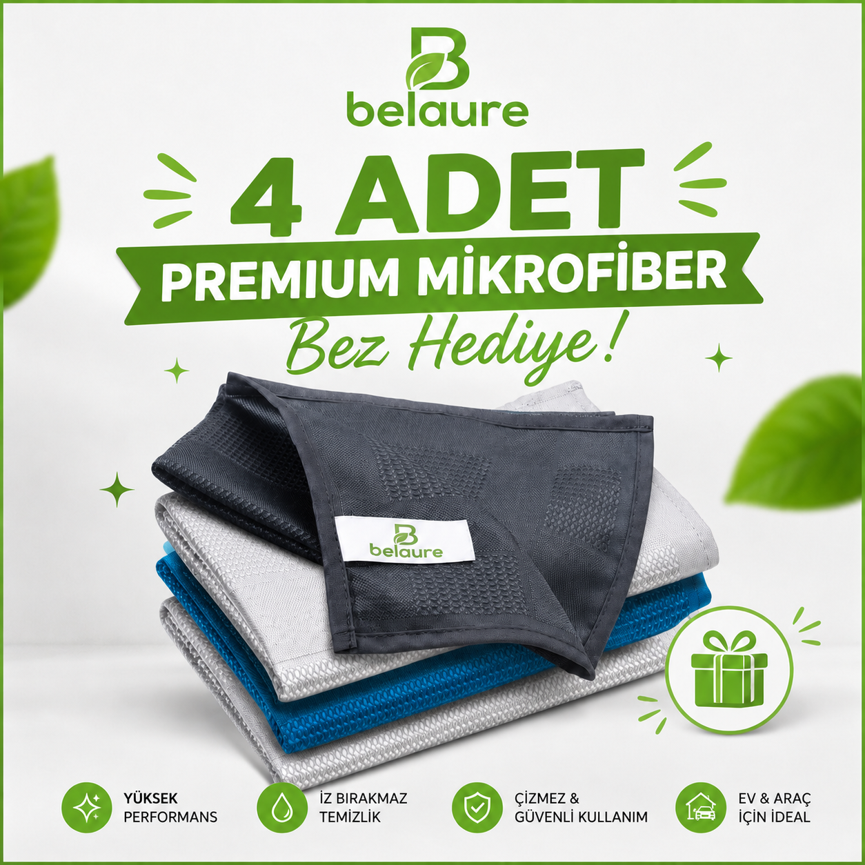 Belaure™ Pro - Yeni Nesil Kendinden Sıkmalı Çelik Saplı Mikrofiber Mop