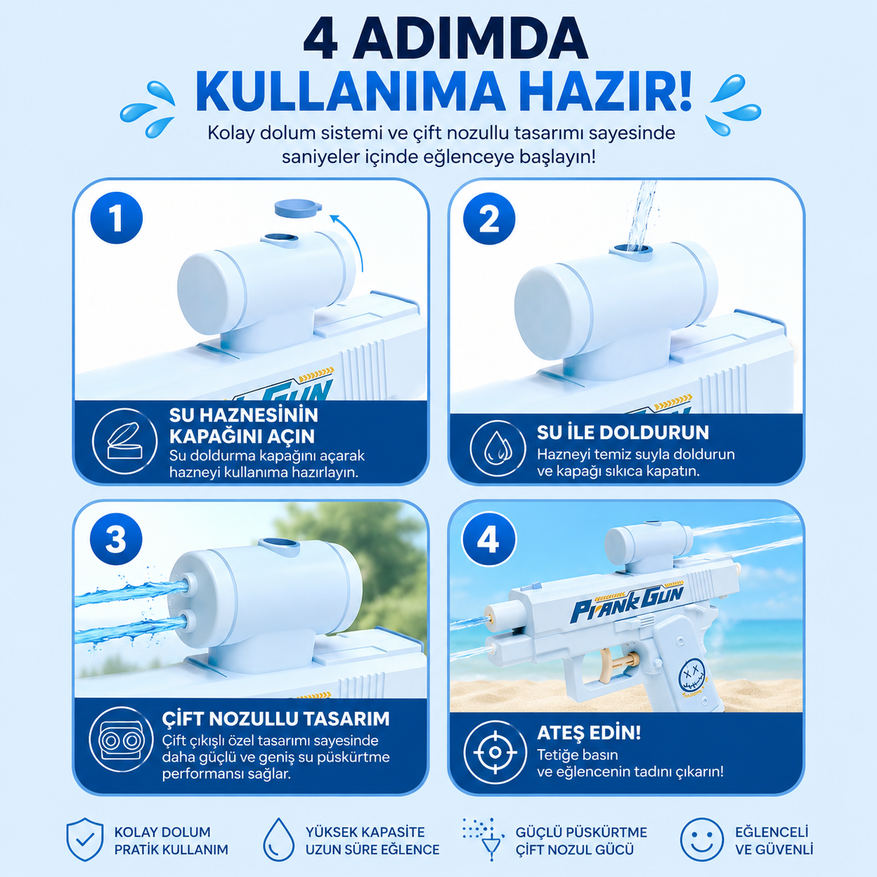 Belaure™ Çift Taraflı Şaka Su Tabancası