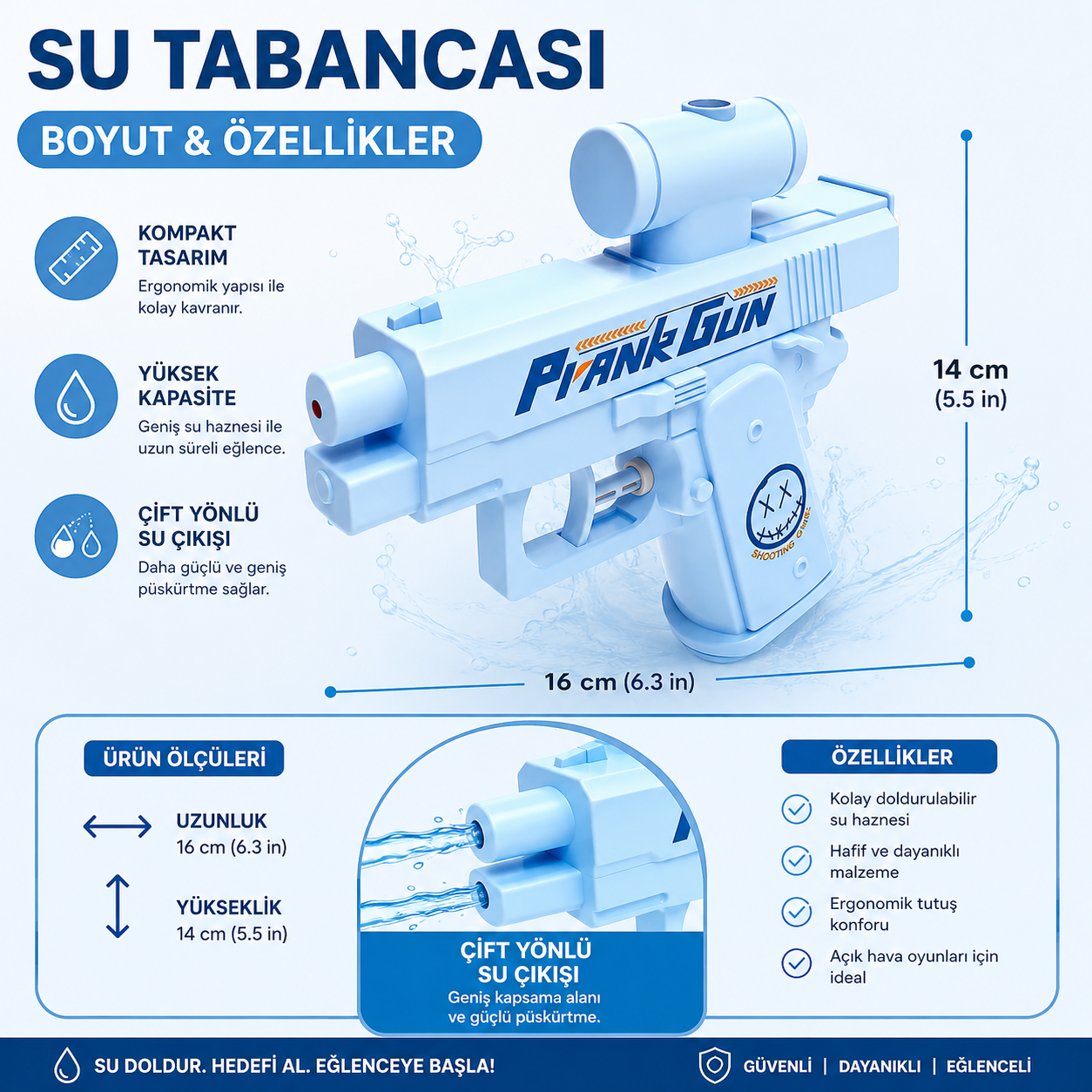 Belaure™ Çift Taraflı Şaka Su Tabancası