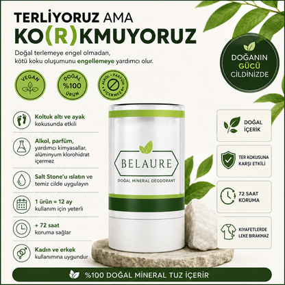 Belaure™ Doğal Mineral Tuz Taşı Roll-On Deodorant Unisex
