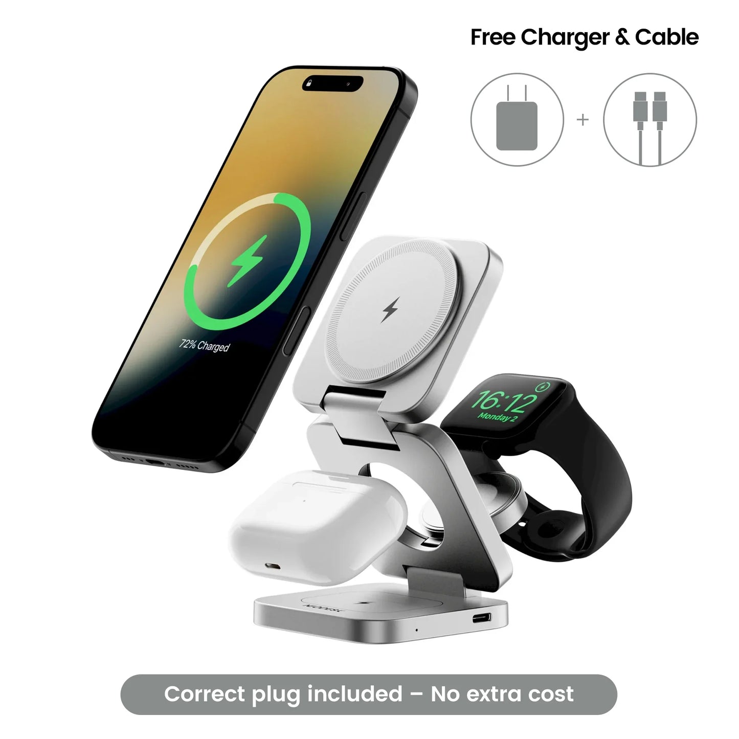 Portable 3-in-1 Wireless Charger