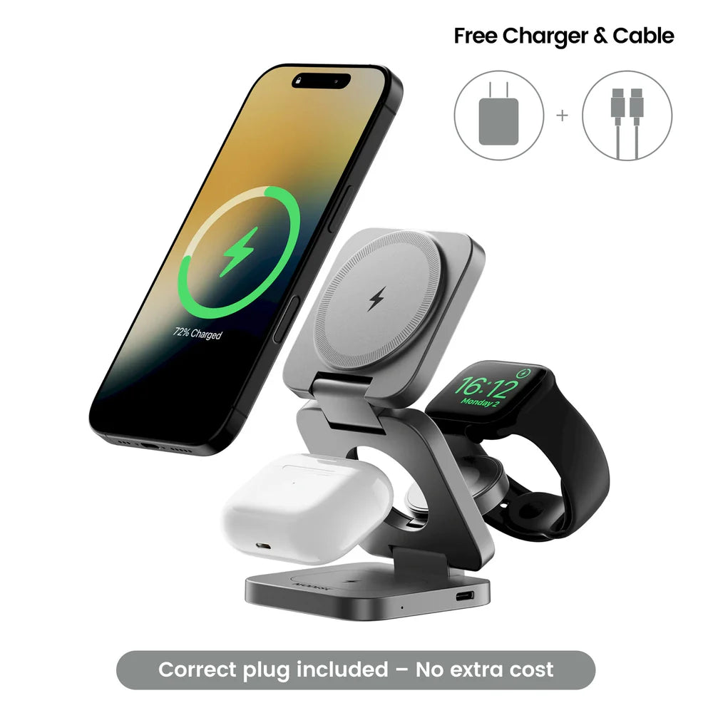 Portable 3-in-1 Wireless Charger