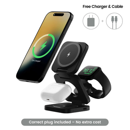 Portable 3-in-1 Wireless Charger